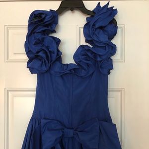 1980’s Electronic Blue Taffeta Prom Dress. S/M
